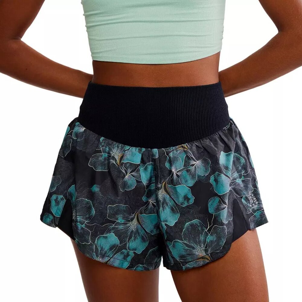 FP Movement Carpe Diem Shorts Midnight Floral Water-resistant Built-in Brief NWT
